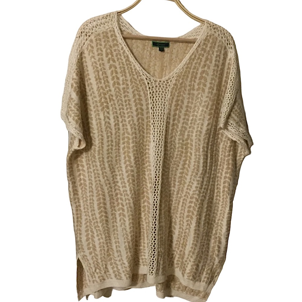 C. WONDER sz XS/S Top Chunky Knit Linen Tunic Oversized Beige Natural Tan